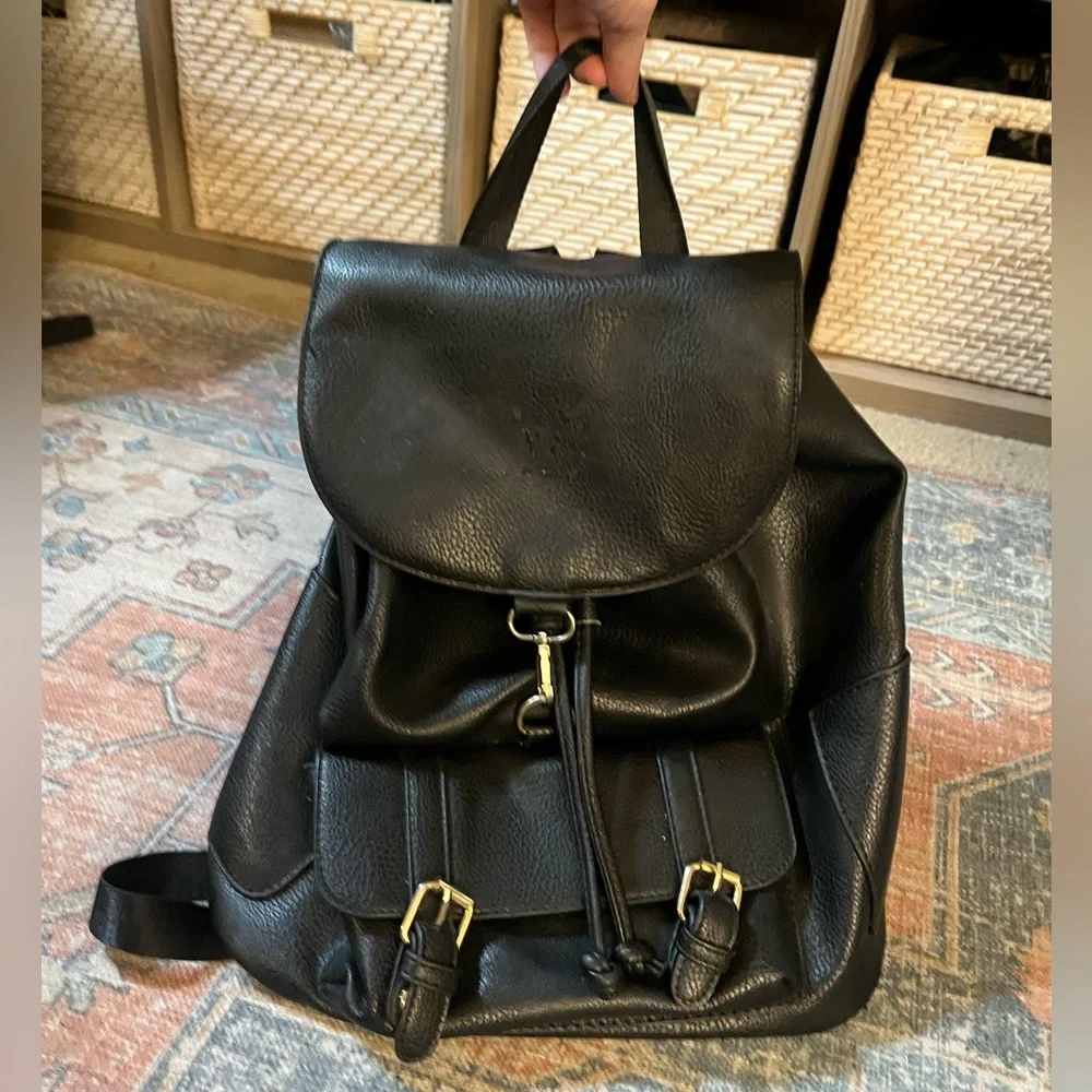 Black Leather Backpack